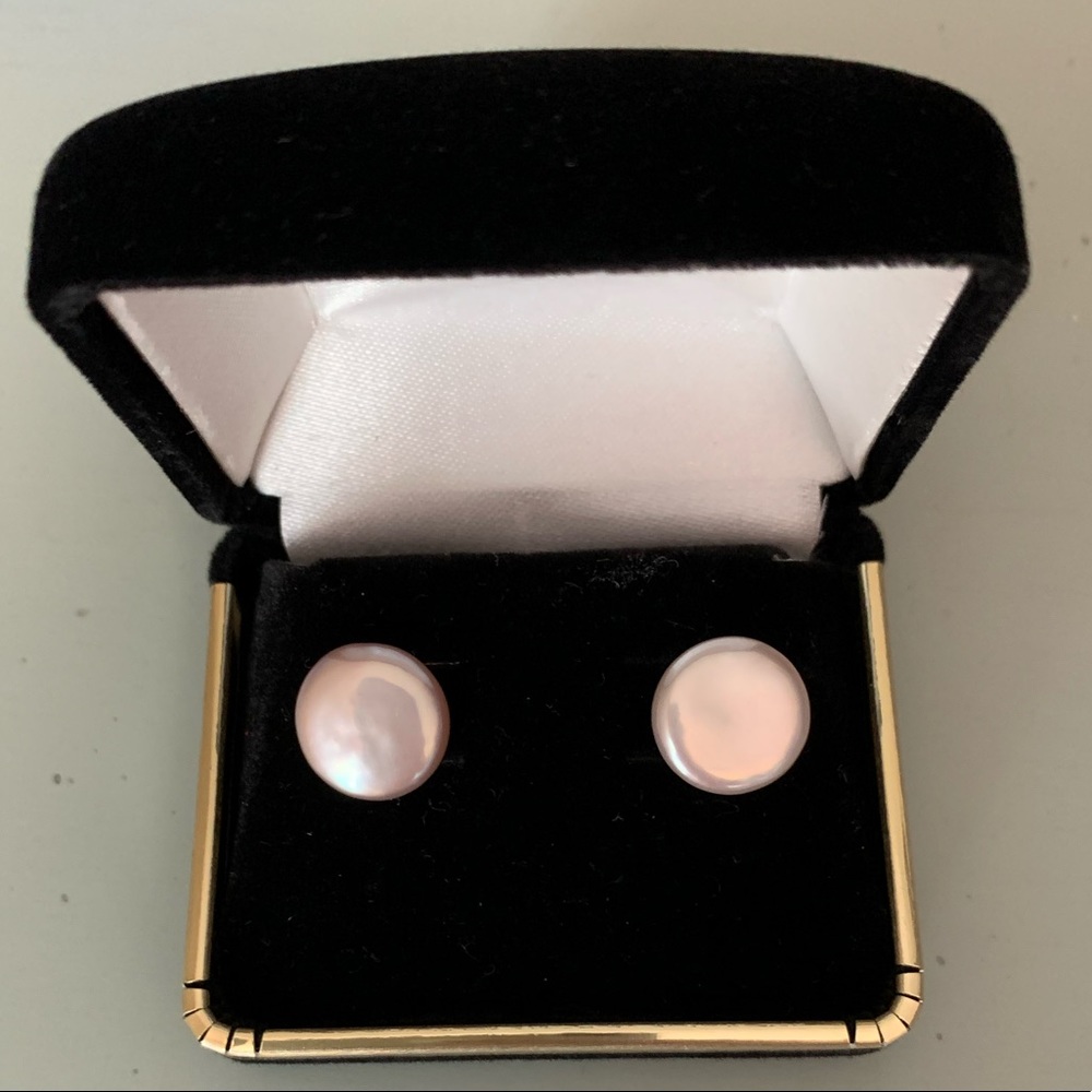 Pink pearl earrings 14K